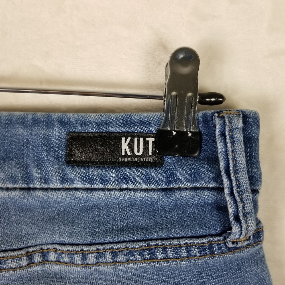 KUT from the Kloth Meg Wide Leg Jeans Women 4 Blue High Rise Raw Hem Distressed - Picture 3 of 9